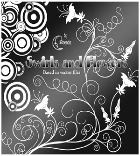 فرش زخارف وورود فوتوشوب Swirls And Flowers Brushes