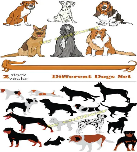 تصاميم كلاب منوعه فيكتور Different Dogs Set