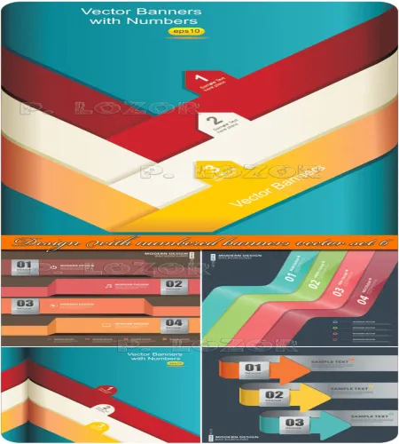 بنرات فيكتور رائعه رقميه Design with numbered banners vector set 6