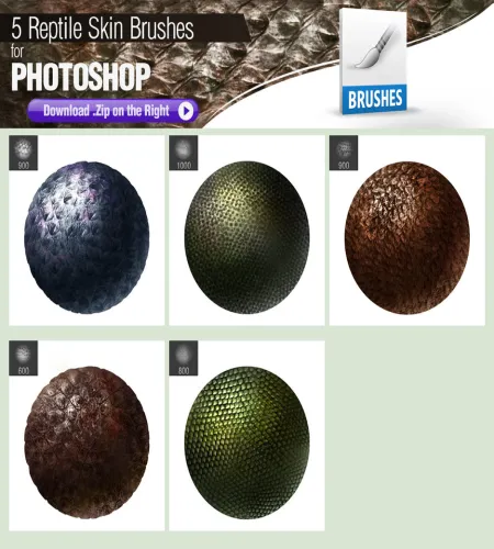 تحميل وتنزيل فرش فوتوشوب جلد التين Photoshop Brushes for Painting Reptile Skin