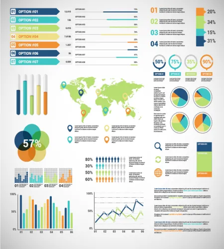 تصميم انفوجرافيك رائع مع ادوات مهمه ملف مفتوح فيكتور بدقه عاليه واعطائكم ميزة تكبير التصميم وتصغيره من خلاله بنفس الدقه العالية