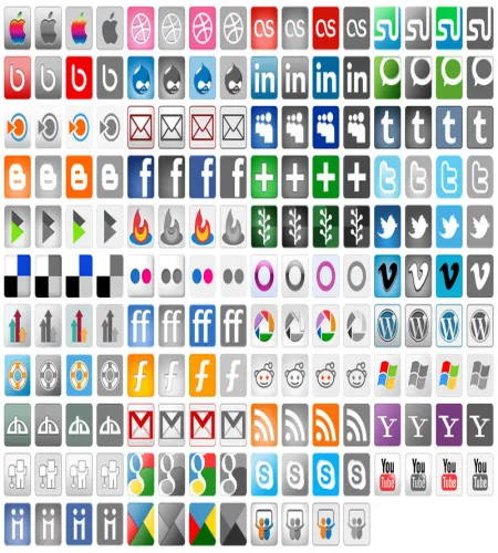 ايقونات المواقع الإجتماعية ملف تصميم مفتوح Free Social Media Icons PSDs