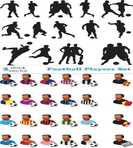 تصاميم شخصيات كرة قدم لاعبين وحكام Vectors - Football Players Set