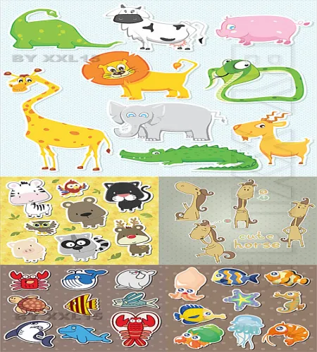 ستيكرات حيوانات واسماك مضحكه Cute animals and fishes stickers
