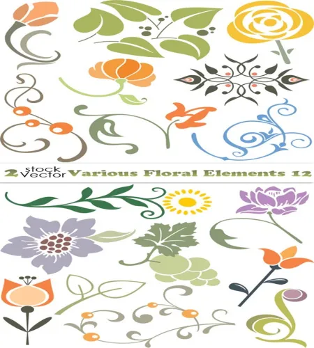 تصميم ورود مرسومه جديده Various Floral Elements 12