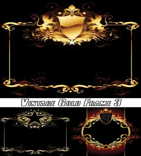 اطارات مزخرفه ذهبيه Vector Vintages Golden Frames