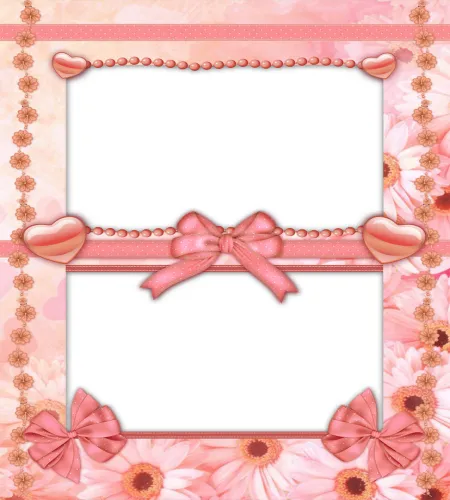 اطار وردي وقلوب ملف مفتوح Pretty Peach Design Frame PSD