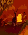تصميم الخريف الرائع خيال من الطبيعة ملف مفتوح autumn landscape drawing silhouette reindeer falling leaves decoration 