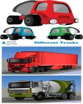 تصميم شاحنات مرسومه Vectors - Different Trucks