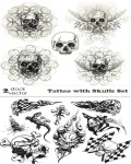 تصميم مخيف جماجم و وحوش Tattoo with Skulls Set