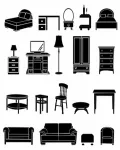 تحميل وتنزيل فيكتور اثاث منزلي Home Furniture black and white icon