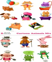 شخصيات كرتونيه رائعه Vectors - Cartoon Animals Mix