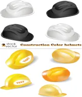 قبعات رأس مهندسين البناء منوعه بالوان مختلفه Vectors - Construction Color helmets