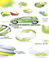 ايقونات خضراء منوعه Stock: Eco related symbols and icons