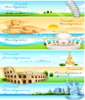 بنرات سفر معالم سياحيه vectors - Travel banners