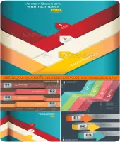بنرات فيكتور رائعه رقميه Design with numbered banners vector set 6