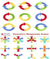 ايقونات اسهم ملونه فيكتور Creative Diagrams Icons