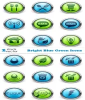 ايقونات خضراء وزرقاء فيكتور Vectors - Bright Blue Green Icons