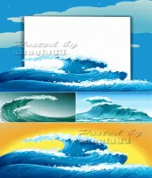 تصميم شواطئ وامواج مرسومه جميله وجديده Sea Waves Vector