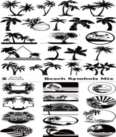 تصميم شواطئ مع اشجار منوعه Beach Symbols Mix