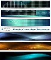 تصميم بنرات مظلمه وبداخلها خطوط ضوئيه Dark Creative Banners