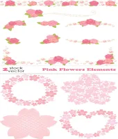 اطارات وفواصل ورود فيكتور رائعه Vectors - Flowers Pink Elements