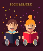 تصميم طفل وطفله يقرأون كتاب جميل جداً ملف مفتوح فيكتور مجاني تحميل مباشر
