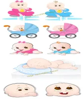 تصميم اطفال كرتون Cartoon Babies Vector Set 03