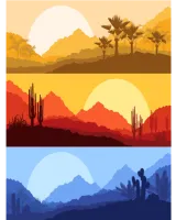 مجموعة بنرات صحراء جميلة ملف مفتوح تحميل مباشر Desolate desert banners vector 01 