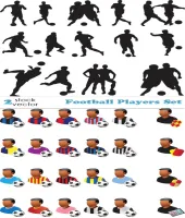 تصاميم شخصيات كرة قدم لاعبين وحكام Vectors - Football Players Set