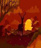 تصميم الخريف الرائع خيال من الطبيعة ملف مفتوح autumn landscape drawing silhouette reindeer falling leaves decoration 