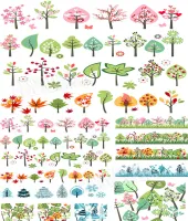 تصاميم اشجار بملفات مفتوحه فيكتور Vectors - Season trees 2