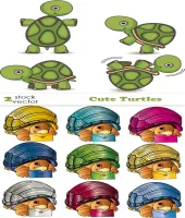 تحميل سلاحف فيكتور Vectors - Cute Turtles
