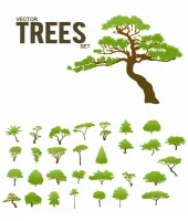 اشجار خضراء مميزه Green Trees Vector Set